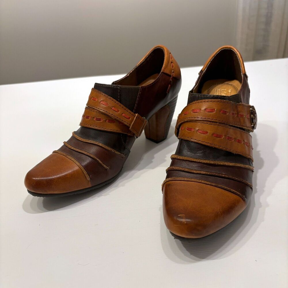 L'Artiste Spring Step Wondrous Brown Leather Ankle Booties EU Size‎ 38 US Size 7